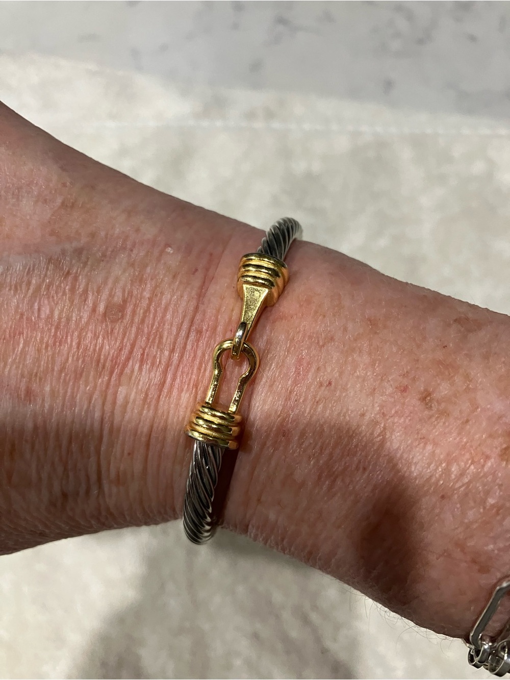 David Yurman Two-Tone Cable Bracelet in Silver and Gold - Picture 5 of 11